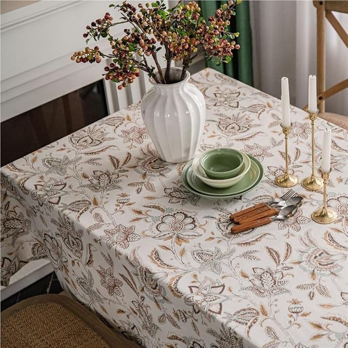 Rectangular Tablecloth Flower Print Tablecloth Pastoral Fabric Tablecloth Suitable for Restaurant Camping(60 * 60cm)