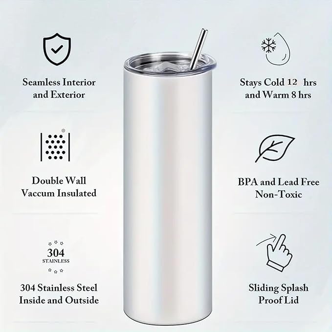 Custom 20 oz Stainless Steel Tumbler – Personalized Gift, Photo & Text Insulated Travel Mug, Customizable Cup with Lid & Straw, Gift for Mom, Grandma, Wife, Birthday, Christmas, Halloween