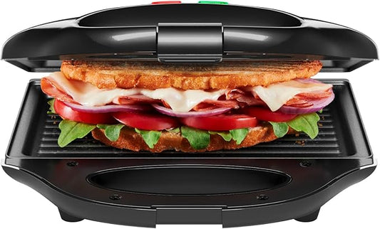 Chefman Portable Compact Grill, Dual Use Panini Press, Sandwich Maker, Electric Grill Griddle, Nonstick, Electric Indoor Grill, Countertop Panini Maker with Cord Storage, Locking Lid, Indicator Lights
