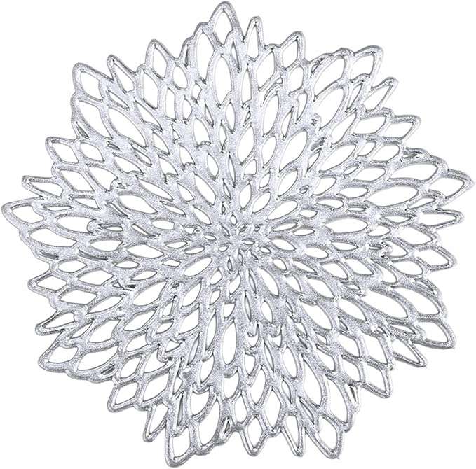 4/8PCS PVC Dandelion Hollow Nordic Style Non-Slip Kitchen Placemat Coaster Insulation Pad Dish Coffee Table Mat Home Hotel Decor(Flower Coaster-01,8 PCS)