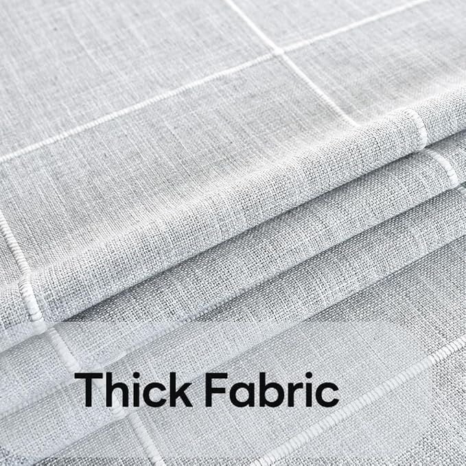 Farmhouse Table Cloth for Rectangle Tables Gray Plaid Boho Tablecloth Heavy Duty Cotton Linen Blend Washable & Wrinkle Resistant Rustic Table Cover for Outdoor Kitchen Dining (52x86 Inch)