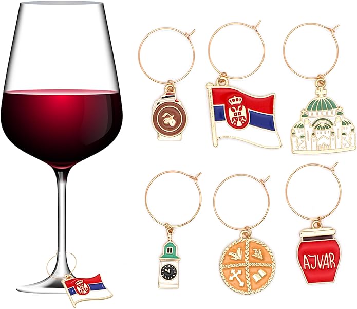 Serendipity Serbian Stemware Glass Charms, Serbian Gift, Gift for Orthodox Christmas, Slava, Birthday Party, Easter