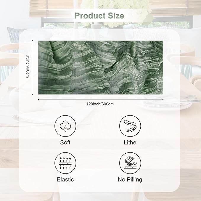 10 Pack Sage Green Cheesecloth Table Runner 35x120 Inch 10Ft Rustic Gauze Cheese Cloth Table Runner Sheer Cheesecloth Table Runners for Wedding Party Bridal Shower Decoration