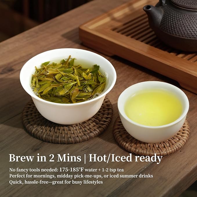 ZenVerdant USDA Organic Longjing Green Tea, 12oz Loose Leaf | Authentic Dragon Well | Resealable Pouch & Smooth Refreshing