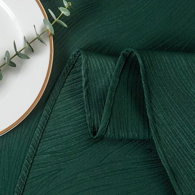 maxmill Christmas Hunter Green Tablecloth, Spill-Proof and Water Resistance Heavy Weight Soft Circular Table Cloth for Christmas, Holiday and Family Gatherings, Dinner Round 90 Inch, Hunter Green