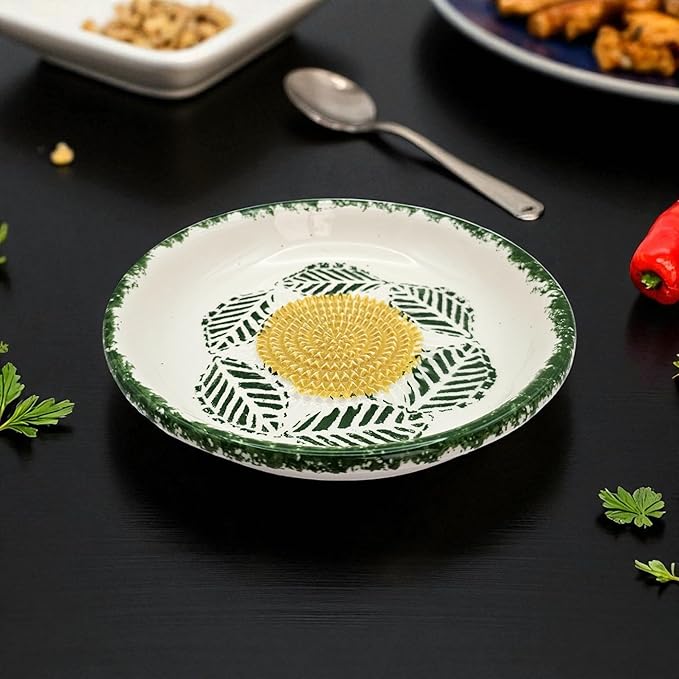 Ceramic Grater Bowl, Garlice Grater Plate, Handmade Ginger Grater, Mincer Bowl for Cheese &Vegetables, Ceramic Decorative Mincer, Hand Dish for Garlic (Tropical Green)