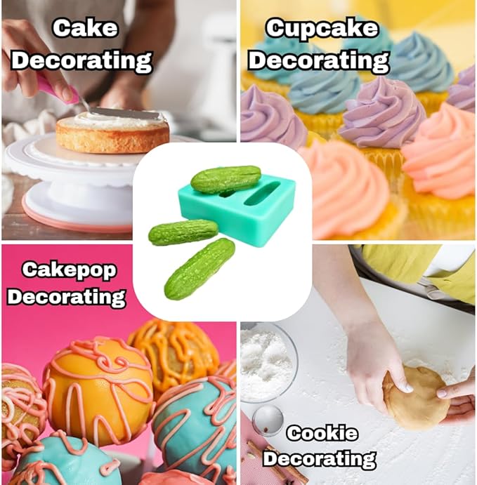 Natucraft Silicone Pickle Molds, 3 Cavity & 9 Slice, Small Cucumber Molds, Realistic, Flexible, Oven-Safe Up to 395F, Handmade in Canada, Turquoise Blue