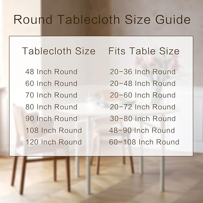 sancua Round Tablecloth - 108 Inch - Water Resistant Spill Proof Washable Polyester Table Cloth Decorative Fabric Table Cover for Dining Tables, Buffet Parties and Camping, Black
