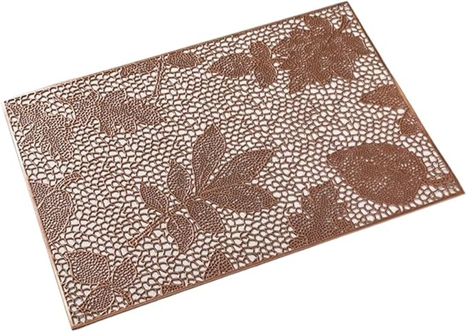 Square Table Mat Placemats Washable PVC Cloth Pad Tablemats Stain- Dining Disc Bowl Coaster Non-Slip(Rose,6 PCS)
