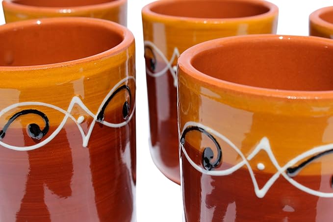 Cactus Canyon Ceramics Spanish Terracotta 5-Piece Cup Set, Spanish Sunset