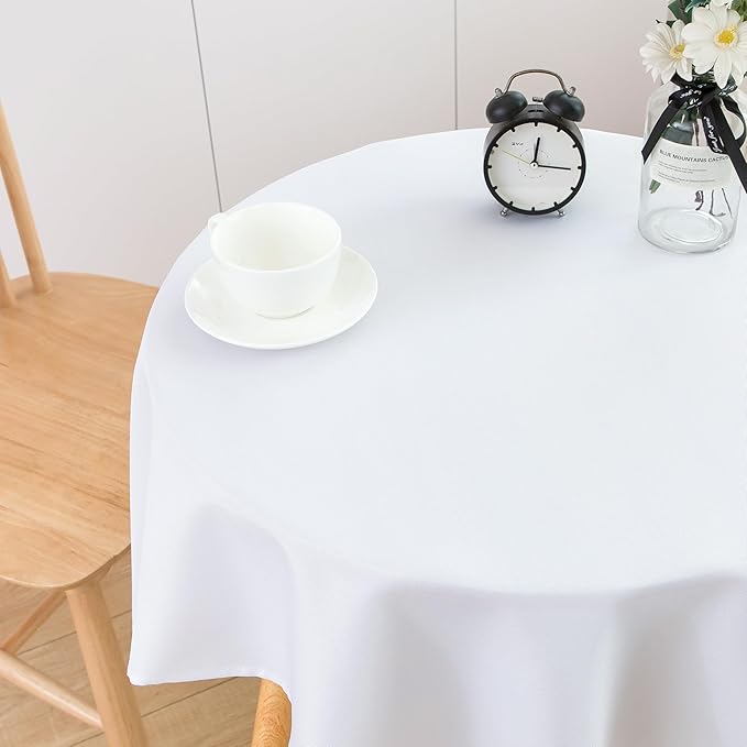2 Pack Small Square Table Cloth 36X36 Inch White Washable Fabric Tablecloth Polyester Solid Table Cover for Night Stand End Table Side Table Outdoor Indoor