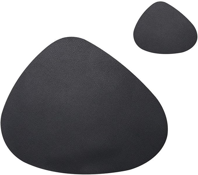 Leather Table Mats Tableware Pad Placemat Heat Insulation PU Bowl Coaster Kitchen Non-Slip(Black)
