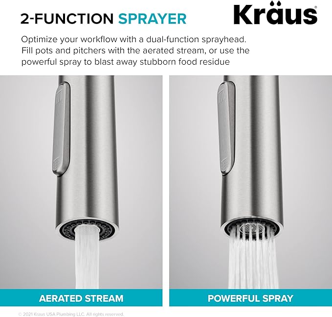 KRAUS Oletto Contemporary Single-Handle Touch Kitchen Sink Faucet with Pull Down Sprayer in Spot Free Stainless Steel, KTF-3104SFS