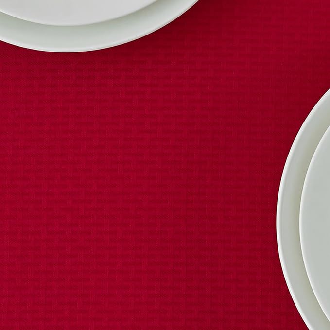 maxmill Square Tablecloth Waterproof Spillproof Wrinkle Resistant Soft Weaved Texture Design Christmas Table Cloth for Dinner, Dining Room Party, Indoor Outdoor Use, 60 x 60 Inch, Red