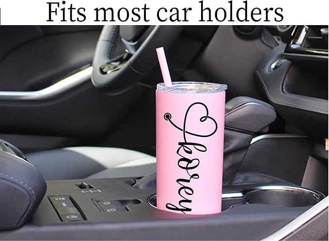 20 oz Personalized Nurse's Stainless Steel Vinyl Decal Tumbler with Custom Stethoscope Name by Avito - Includes Straw and Lid - Nurse RN - Nurse Gift