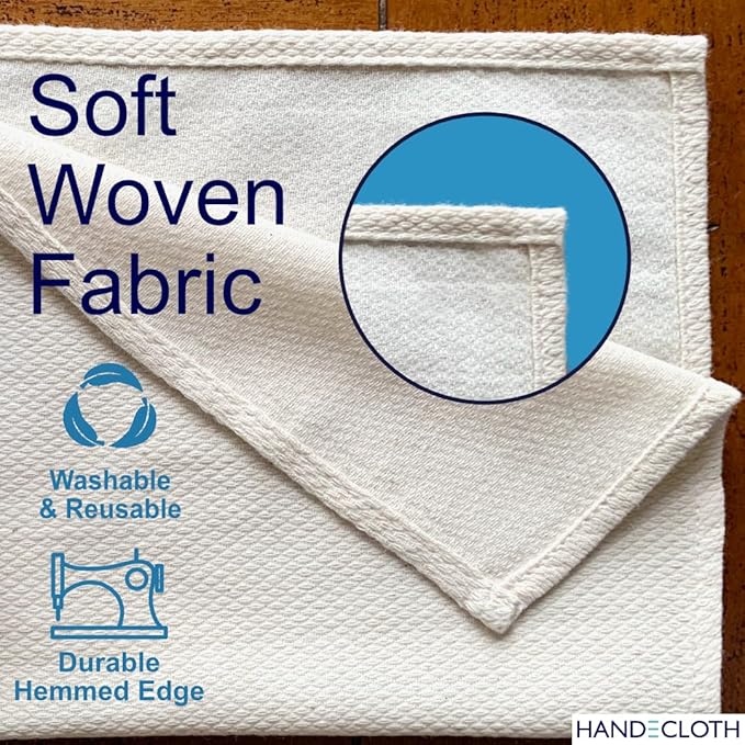 HANDECLOTH Reusable Paper Towels/Organic Cotton/American Made/Durable/Machine Washable/Absorbent/Quality Edges/No Pilling/Microfiber Cloth Alternative/Natural (24 Pack)