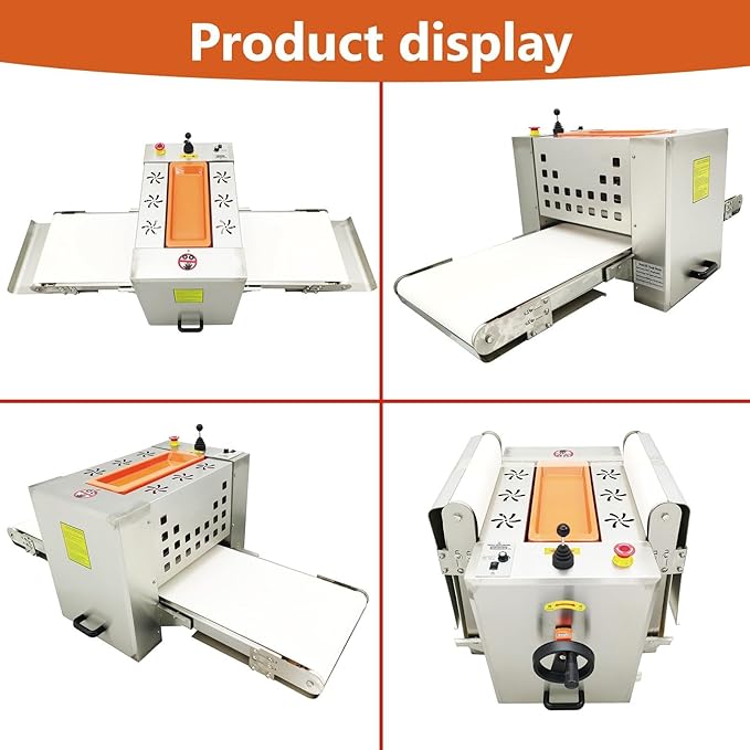 Mini Commercial Dough Sheeter, Desktop Electric 350mm Dough Pressing Machine, Reversible Roller Pastry Machine Thickness Range 0.04"-0.94"with 49.2 * 13.8" Belt for Baking Pastry 110V