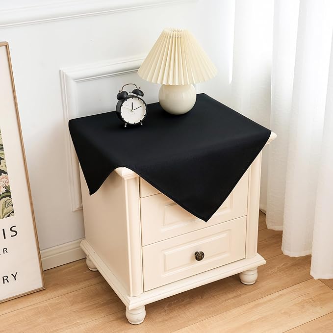 2 Pack Small Square Table Cloth 24X24 Inch Black Washable Fabric Tablecloth Polyester Solid Tables Cover for Night Stand End Table Side Table Outdoor Indoor