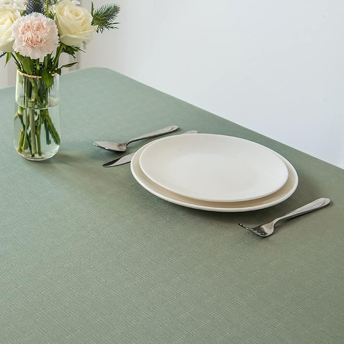 maxmill Slubby Texture Tablecloth Water Resistance Antiwrinkle Spillproof Soft Washable Jacquard Table Cloth for Dining Room, Event Banquet Party Holiday Dinner, Rectangle 60 x 104 Inch, Sage Green