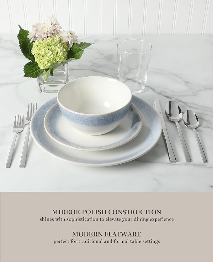 Martha Stewart Southalnd 20 Piece Flatware Mirror Polish Silverware Set - Stainless Steel Utensils - Forks, Spoons, Knives