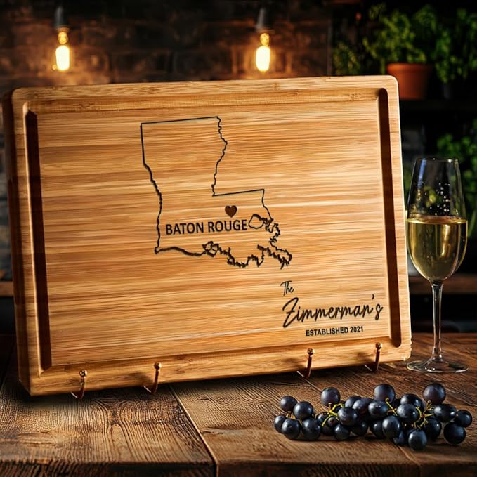 Louisiana Cutting Board Personalized Map, Bamboo State Gifts, Destination Kitchen Gift, Louisian Themed Gifts, Unique Housewarming Home Decor Gift