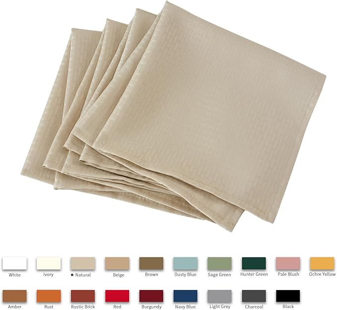 maxmill Cloth Napkins 20 x 20 Inch Weaved Texture Pattern Soft Comfortable and Luxury Serviette for Restaurant Family Dinners Weddings Parties and Banquets Set of 4 Pieces, Natural