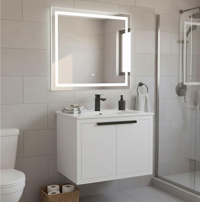 Fine Fixtures Kingsford Modern 30 Inch Bathroom Vanity with Sink, White Finish, Elegant Bathroom Vanities for Modern Homes, Stylish Storage Solutions for Bathrooms