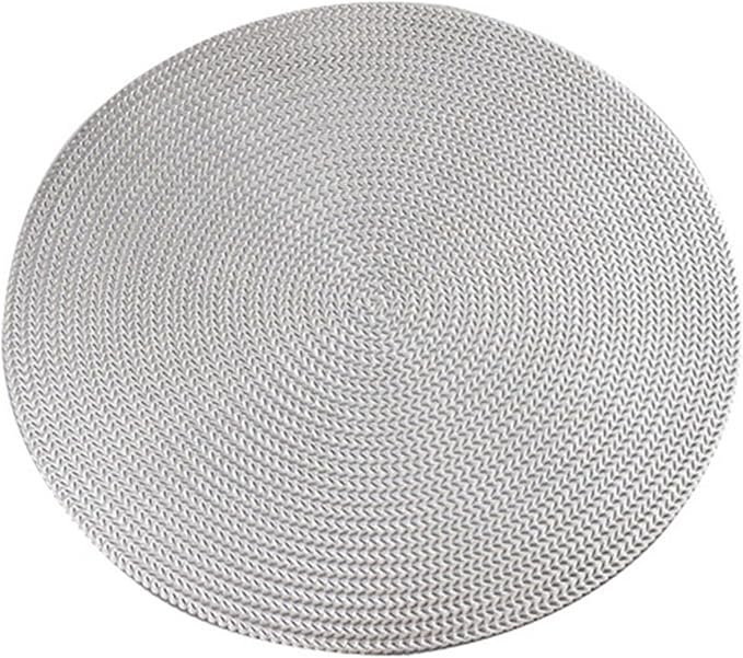 Placemat Kitchen Table Mat Restaurant Round PVC Nordic Anti-scalding Insulation Steak Pad Stand Mug(White)