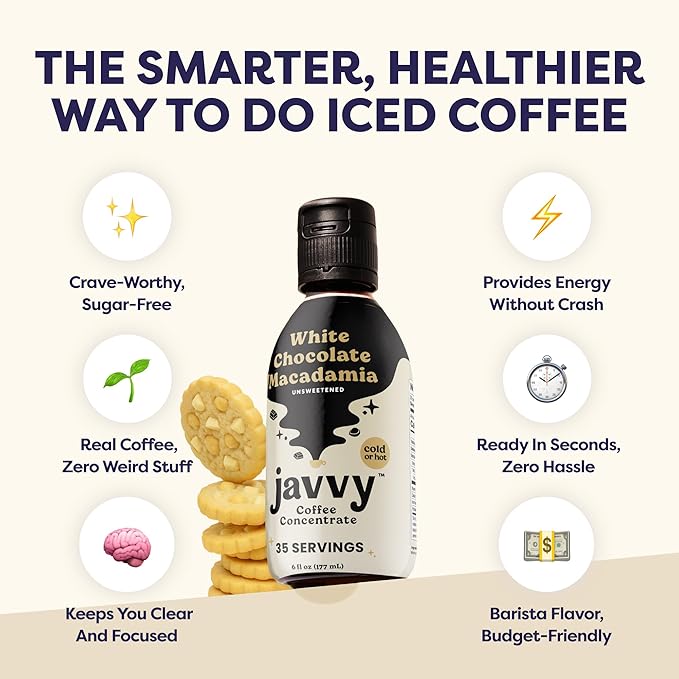 Coffee Concentrate - Limited Release Flavors - Cold Brew Coffee, Perfect for Hot or Iced Instant Coffees, Hot Drinks, Cold Brew Concentrate, 35 Servings - White Chocolate Macadamia