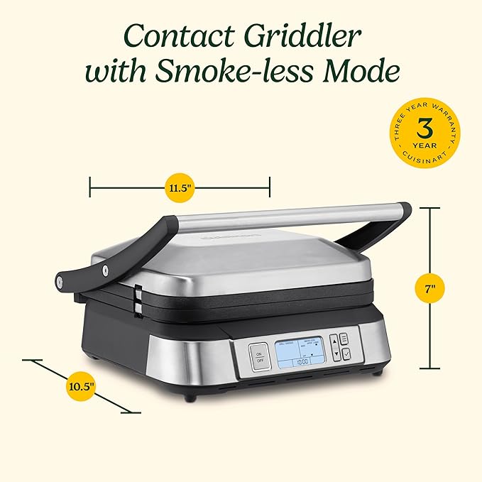 Cuisinart GR-6S Contact Griddler with Smoke-Less Mode