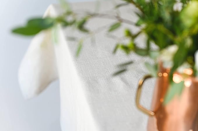 60x90 in Cotton Tablecloth – Large Rectangular Dining Table Cover for Kitchen, Weddings, Parties, Indoor or Outdoor Picnic and Everyday Décor – Neutral (White)