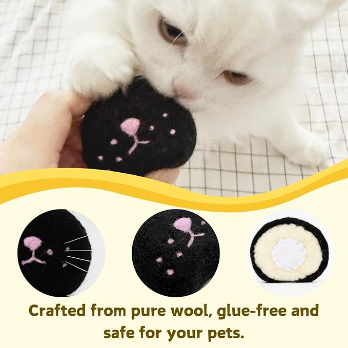 Handmade Cat Whisker Holder, Wool Cat Refrigerator Magnet, Cute Cat Design Whiskers Collector, Black Cat Gifts for Cat Lover
