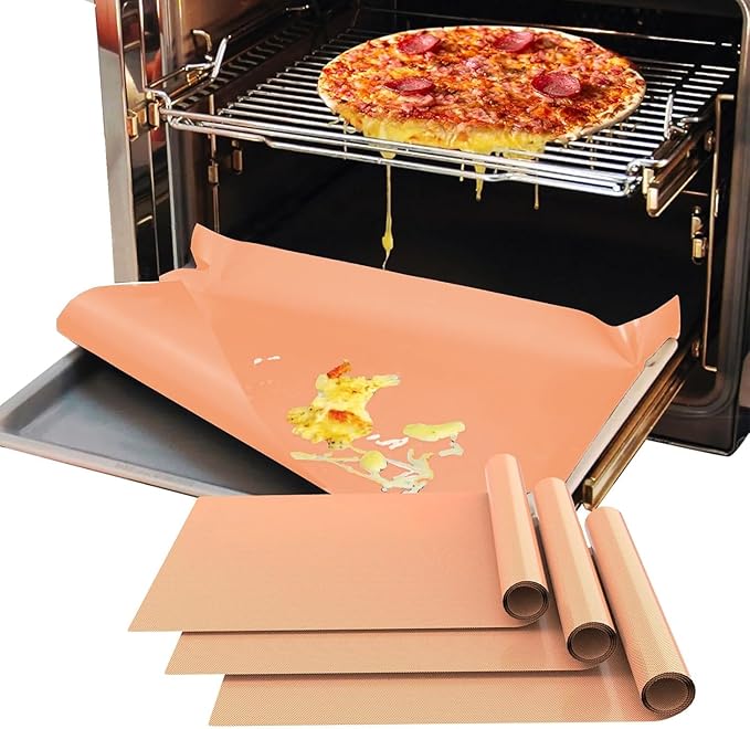 XL Thickened Copper Oven Liners for Bottom of Oven | 3 Pack 17x25 Inch Heavy Duty Non-Stick Mats,BPA & PFOA Free,Dishwasher Safe,Oven Floor Protectors for Electric/Gas/Toaster Ovens