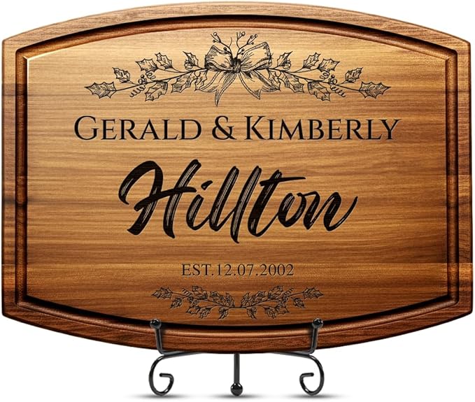 Personalized Christmas Gifts for Couples - Custom Engraved Cutting Board, Walnut Wood Charcuterie Board, Unique Holiday Gift for Family, Newlyweds, or Housewarming, Custom Kitchen Decor