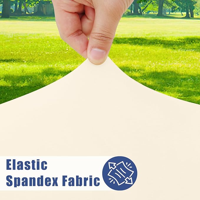 Round Spandex Tablecloth, Elastic Fitted Waterproof Tablecloths for 25"-30" Tables, Stretch Washable Picnic Table Cover for Camping, Dining, Indoor and Outdoor, Beige