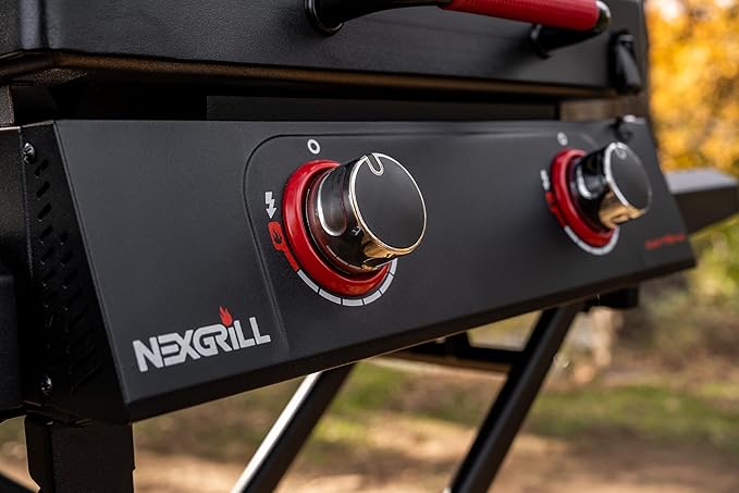 Nexgrill Daytona 2-Burner Propane Flat Top Grill with Foldable Cart – Portable Outdoor Griddle Gas Grill for Camping & Tailgating – 20000 BTUs, 335 SQ. In. Grill for Burgers, BBQ & More - 720-1075B