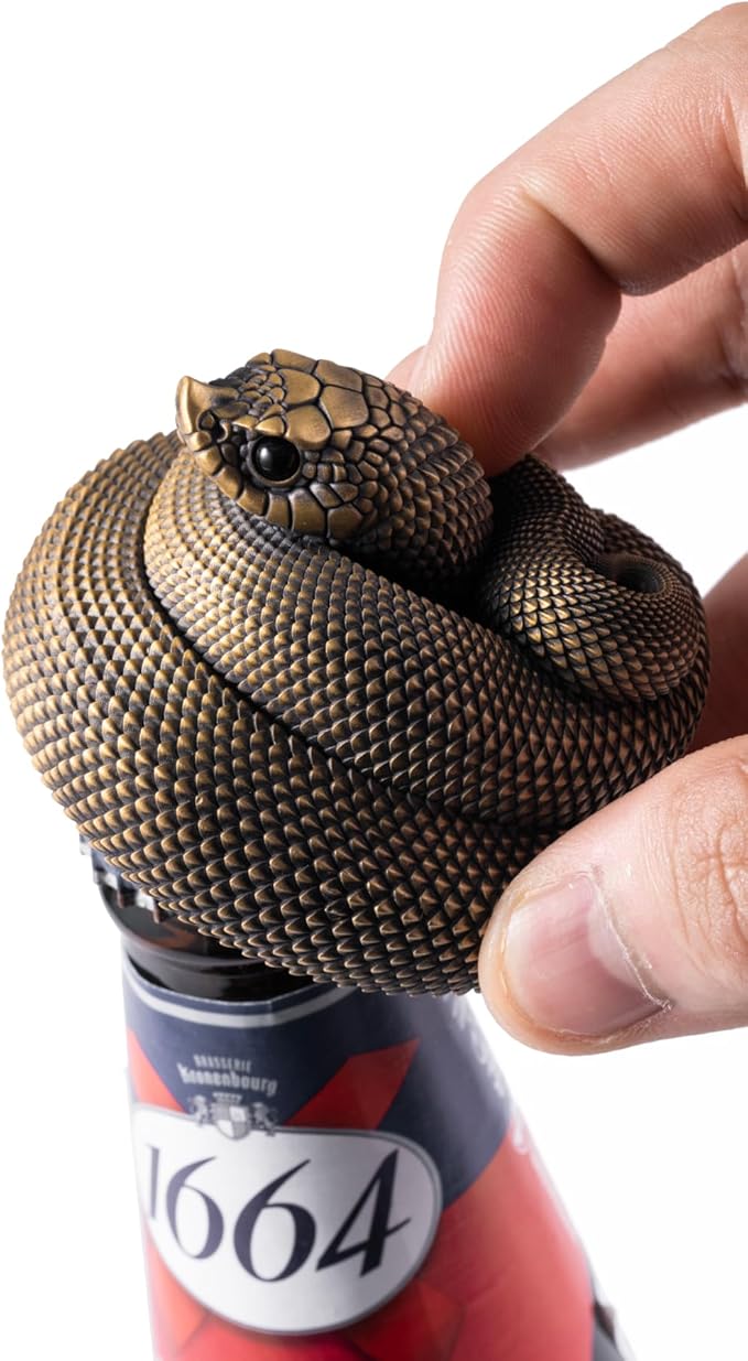 COPPERTIST.WU Hognose Snake Bottle Opener Mens Gift - Animal Beer Bottle Opener Bar Decor Cool Unique Novelty Gadgets (Brass)
