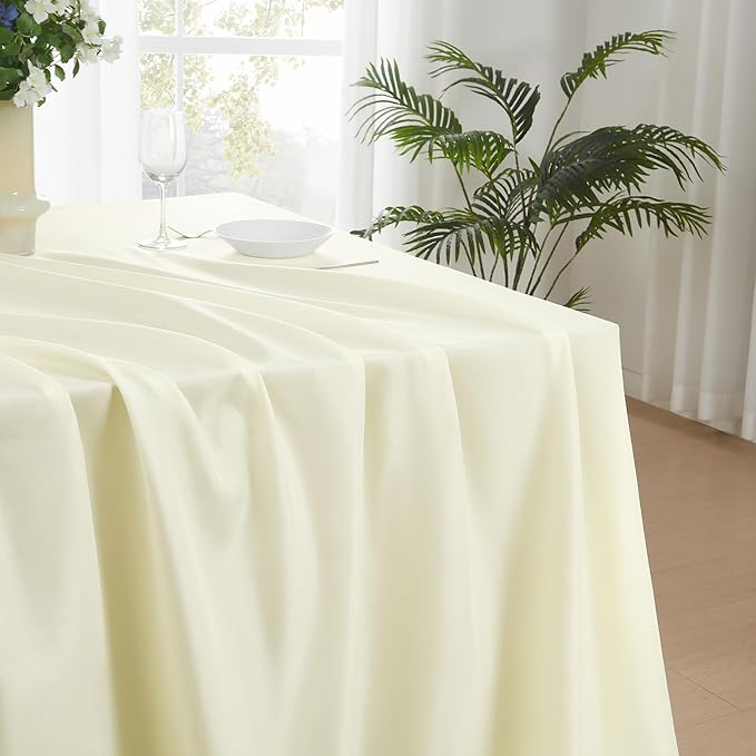 Rectangle Tablecloths 90x132 Inch 2 Pack Ivory Tablecloth for 6ft Washable Decorative Linen Polyester Table Cloths for 8ft Dining Table Banquets Buffet Parties and Wedding