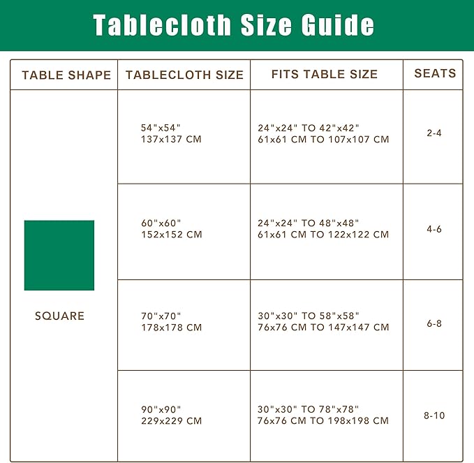 Biscaynebay Square Tablecloth 70x70 Inch-Auqa Blue Card Fabric Table Cover-Folding Table Cloths Linen Water Resistant Washable for Kitchen Dining Picnic Patio Outdoor Party Restaurant Tables
