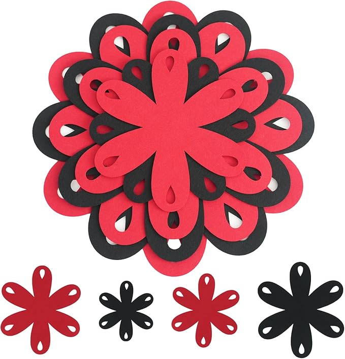 20 Pcs Felt Pot and Pan Protectors Larger & Thicker Colorful Pot Separators Pads 9/12/14/16 Inch for Stacking and Protecting Glassware, Cookware and More (Red Black)