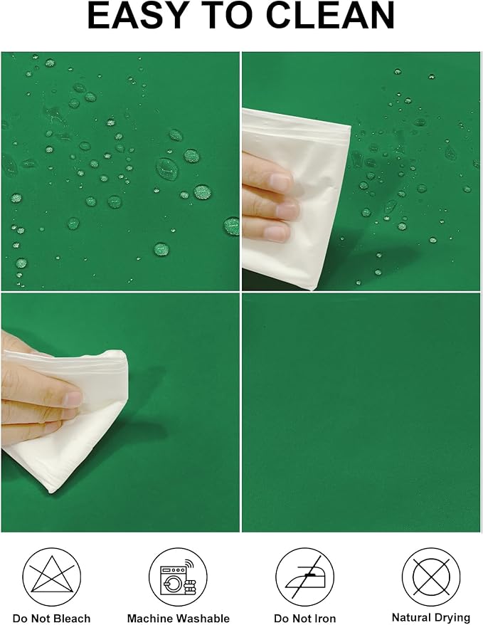 Fokitut 2 Pack Waterproof Round Tablecloth, 132 Inch, Stain Resistant and Wrinkle Polyester Table Cloth, Fabric Table Cover for Kitchen Dining, Wedding, Party, Holiday Dinner-Emerald