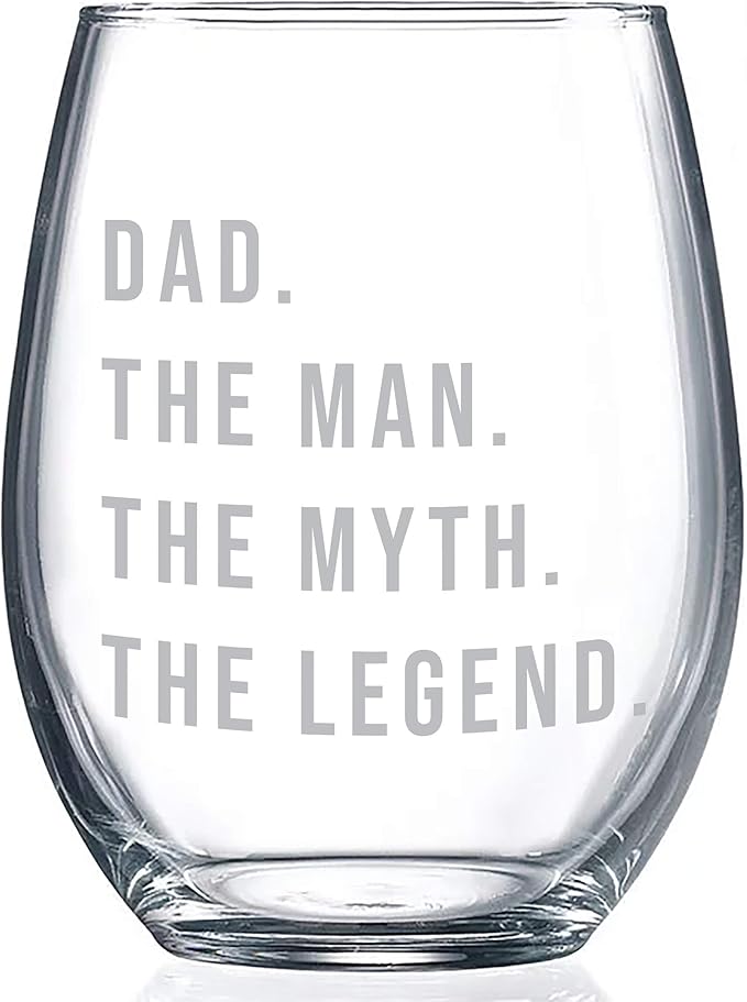 Gifts for Dad | Wine Glass Gift for Dad - Dad. The man. The myth. The Legend. Perfect Birthday or Father's Day gifts for dad or Grandpa! Awesome Dad Gift for any occasion!