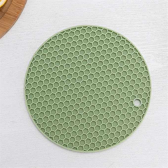 Silicone Mat Coaster Food Grade Material Placemat Non-Slip Table Mat Kitchen Accessories Gadgets Round Cup Mat 4pcs(J,14cm x 14cm(5.51in))