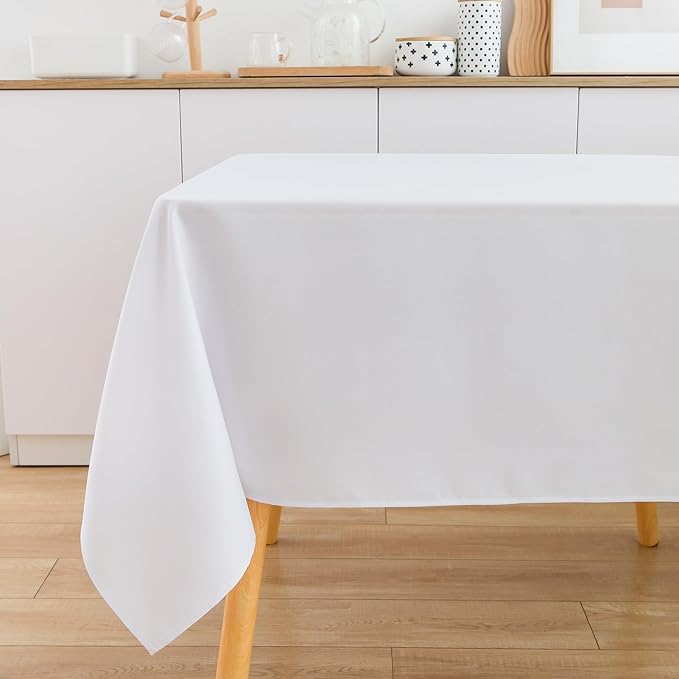 2 Pack Square Table Cloth 60X60 Inch White Washable Fabric Tablecloth Polyester Solid Dining Table Cover for Birthday Party Dinner Holiday Outdoor Indoor