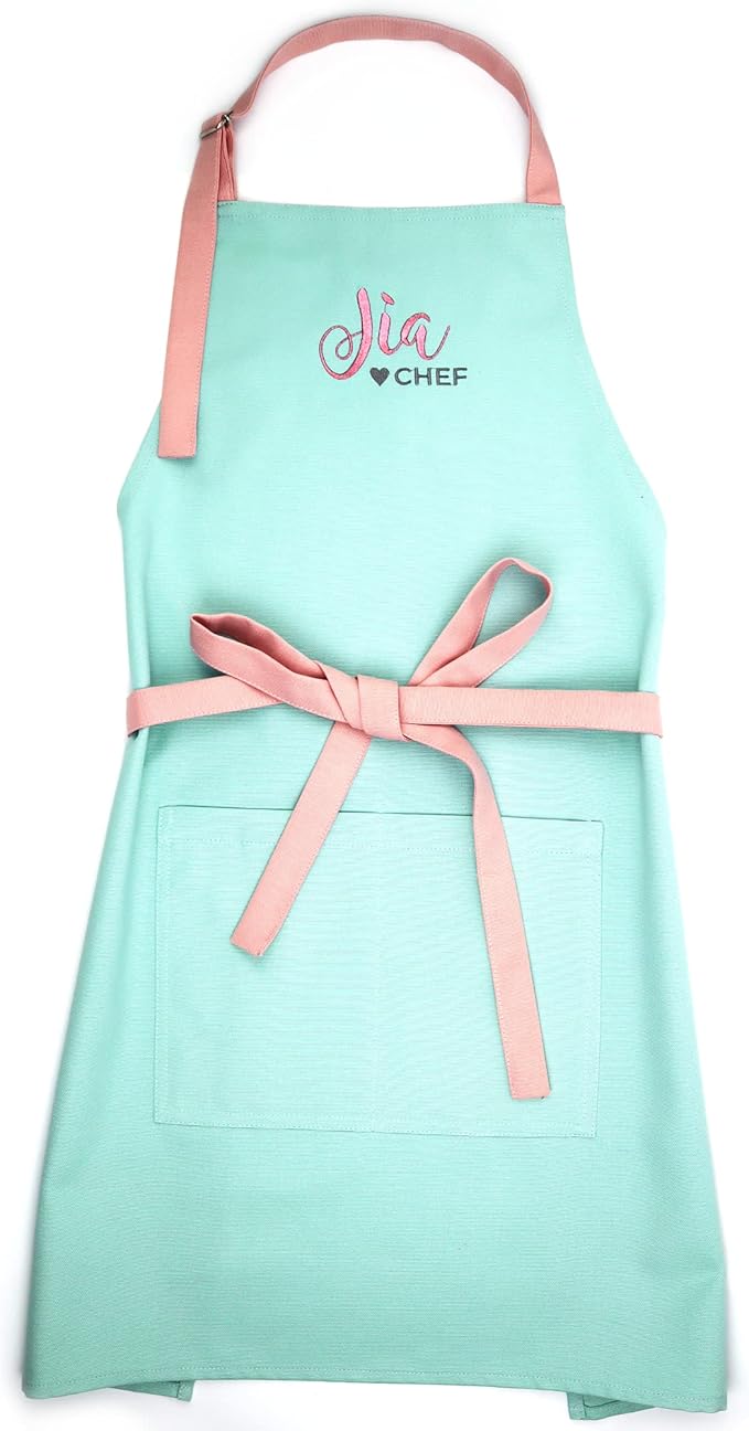 Kids Apron - Embroidered Personalized Cooking Custom Apron with Name, Adjustable, Cotton, with Pockets, for cooking