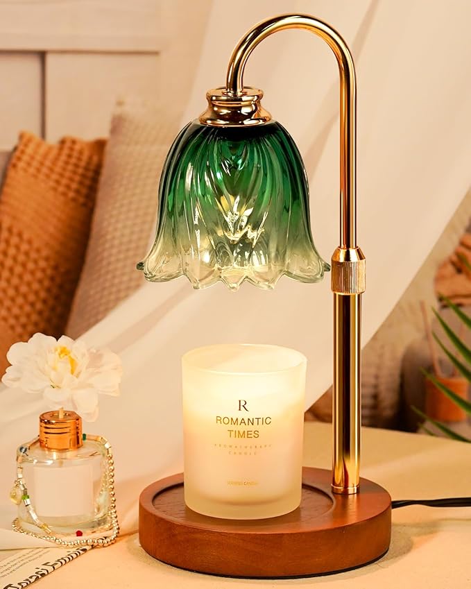 Candle Warmer Lamp, Gold Candle Lamp Warmer with Timer & Dimmer with 2 Bulbs, Birthday Gifts for Women Mom, Valentines Gifts, House Warming Gifts New Home Bedroom Decor, Height Adjustable