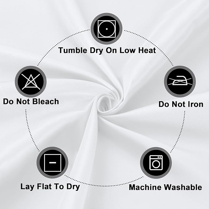 PureFit 6 Pack Round White Table Cloths 120 Inch for Round Tables, Stain and Wrinkle Resistant Table Linens for Home Use, Wedding, Party, Banquet and Camping
