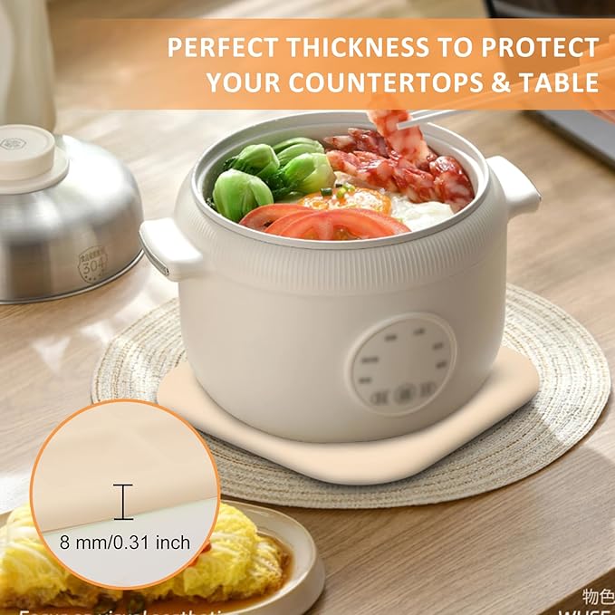 Silicone Trivets for Hot Pots and Pans, Pot Holders Hot Pads 6 Pack Silicone Mats for Kitchen Counter, Soft Durable Drying Mat, Jar Opener and Coasters (Apricot)