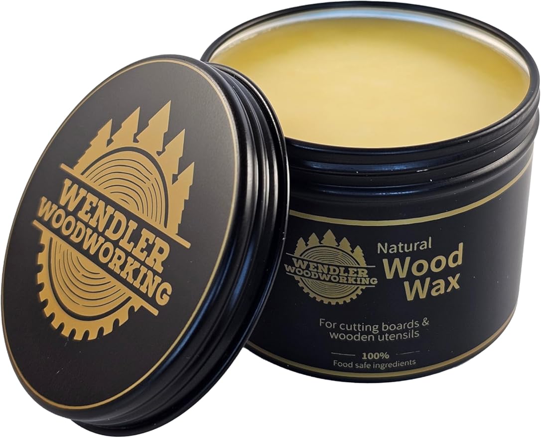 Natural Wood Wax (4 oz) for Cutting Boards, Wooden Utensils, Butcher Blocks, Wooden Surfaces - Made with Natural Beeswax and Mineral Oil, Handcrafted in USA, Food Safe, Conditioner, Wood Butter