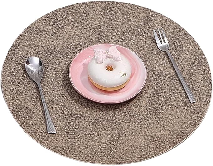 Anti Crease PU Leather Placemat Waterproof Heat- Wipeable Dining Table Mats for Home Kitchen(Circular C)